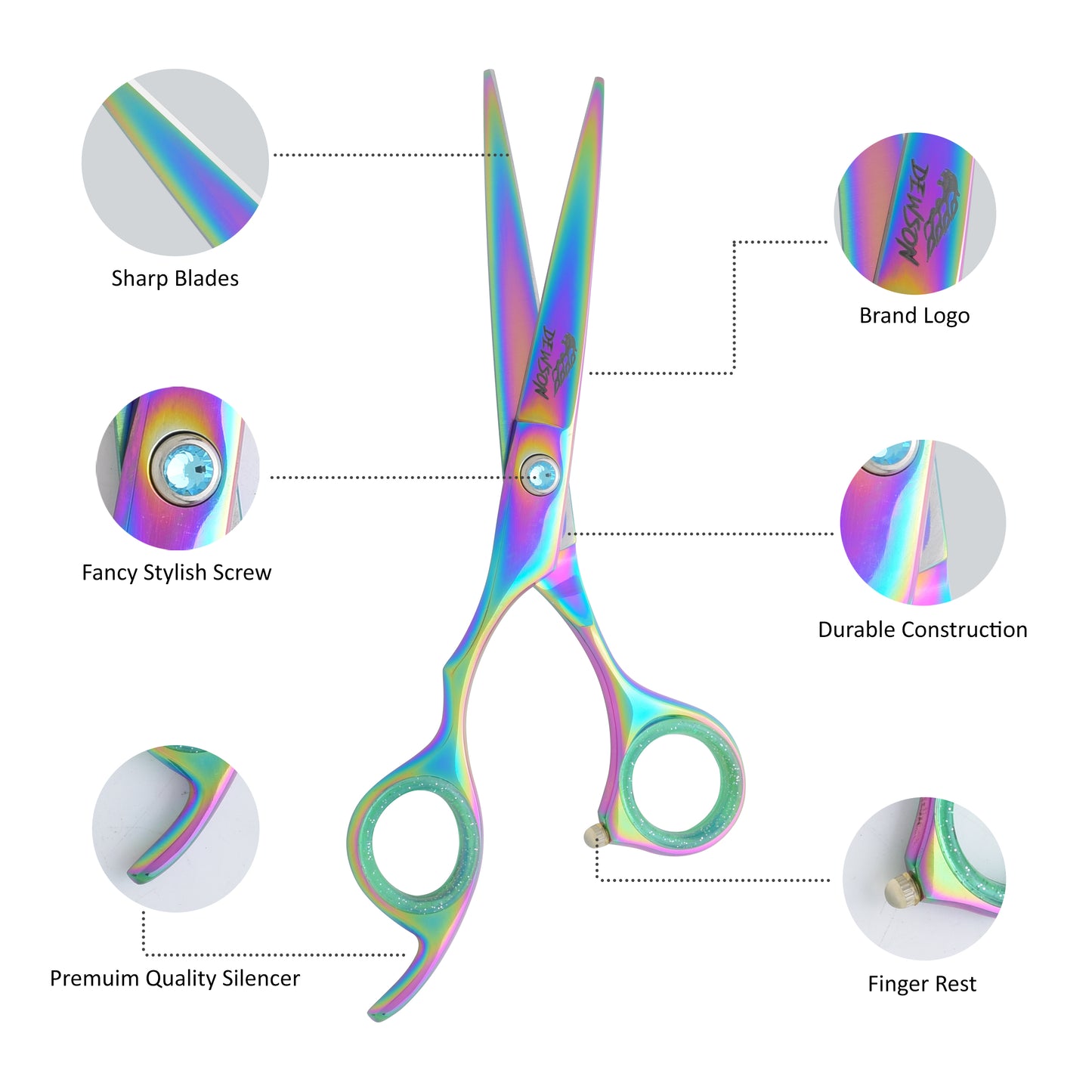 Titanium Plasma Shinning Multi Color Rainbow Hairdressing Scissor For Left Handers