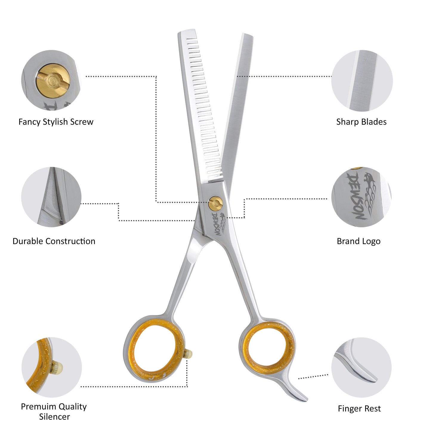 Dewson Silver Polish Shears – Professional Hairdressing Scissors Set for Barbers & Stylists